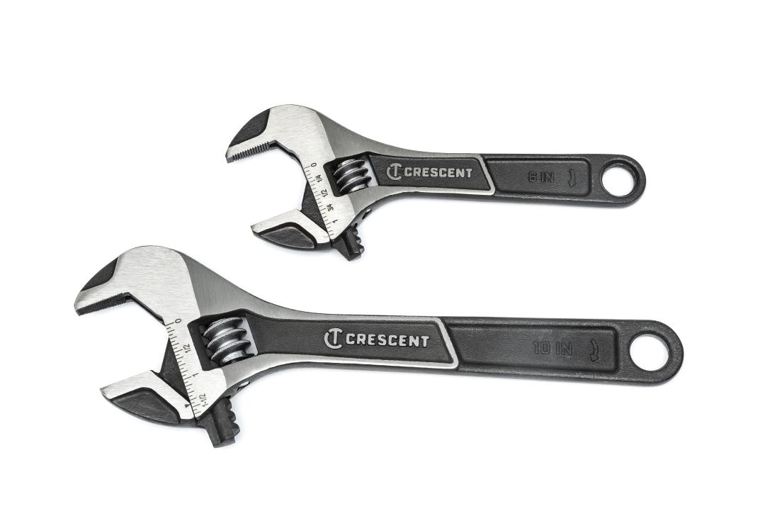 2 Pc. Wide Jaw Adjustable Wrench Set 150mm 6 200mm 10 Crescent Tools