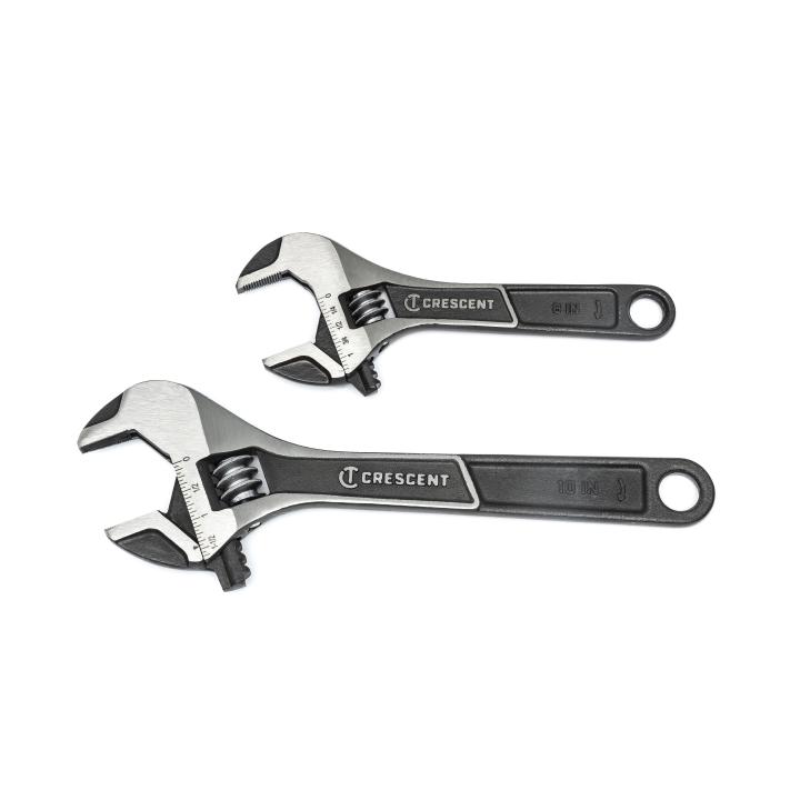 2 Pc. Wide Jaw Adjustable Wrench Set 150mm 6 200mm 10 Crescent Tools