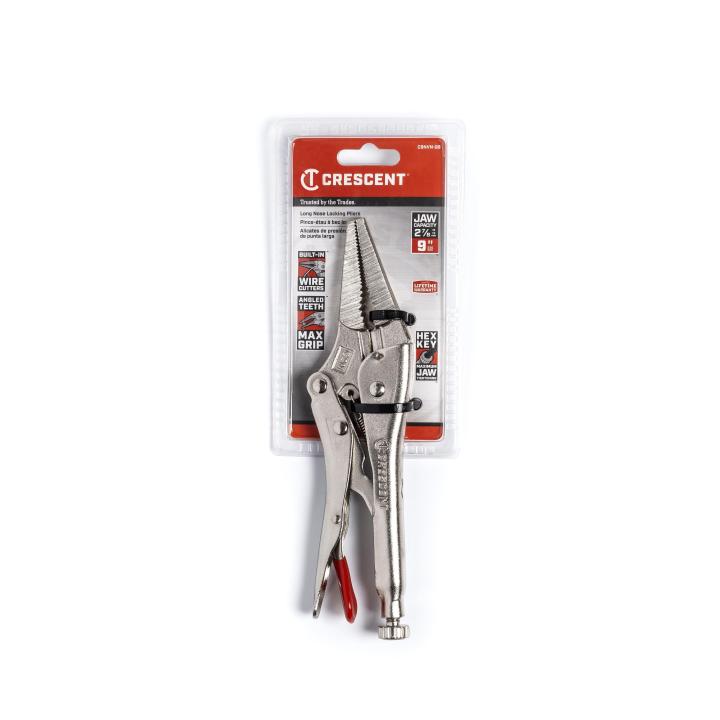 Image of Long Nose Locking Pliers with Wire Cutter - Crescent