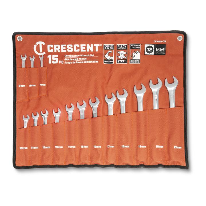 Image of 15 Pc. 12 Pt. Metric Combination Wrench Set - Crescent