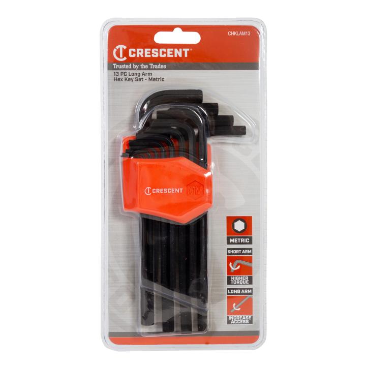 Image of 13-Key Metric Long Arm Hex Key Set - Crescent