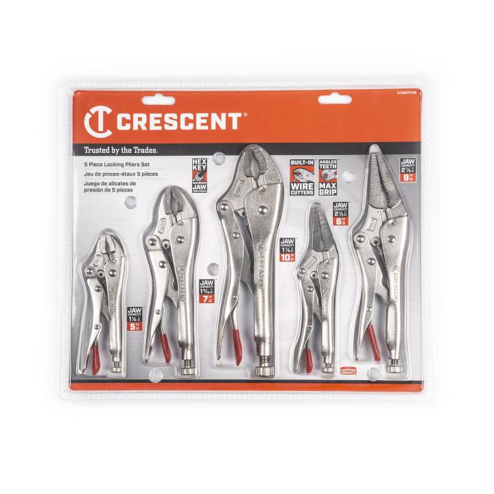 Image of 5 Pc. Curved and Long Nose Locking Plier Set - Crescent