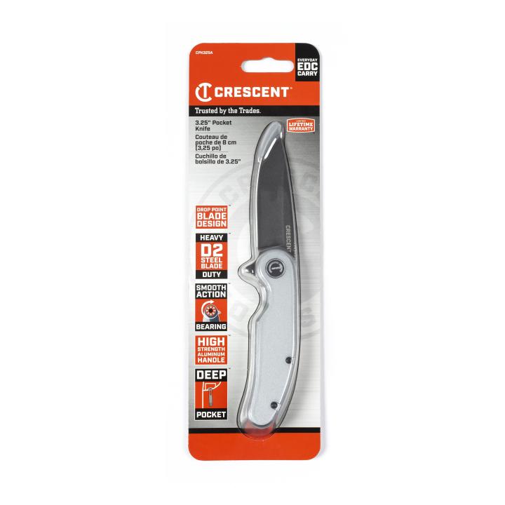 Image of Drop Point Aluminum Handle Pocket Knife - Crescent
