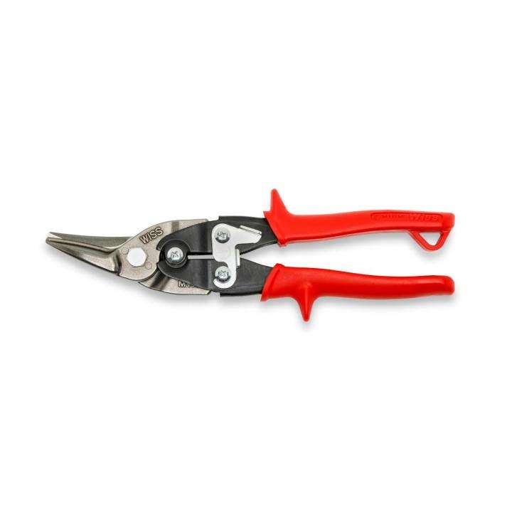 Image of the 9-3/4 Compound Action Straight and Left Aviation Snips with the blades towards the left and the handles towards the right of the image