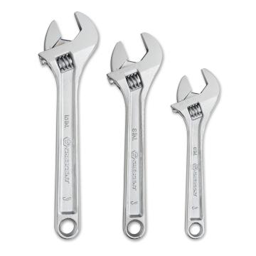 Image of 3 Pc. 6 ,8 , 10" Chrome Plated Adjustable Wrench Set, Second Generation - Crescent