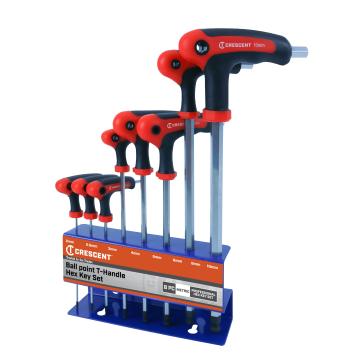 Image of 8-Key SAE T-Handle Hex Key Set - Crescent